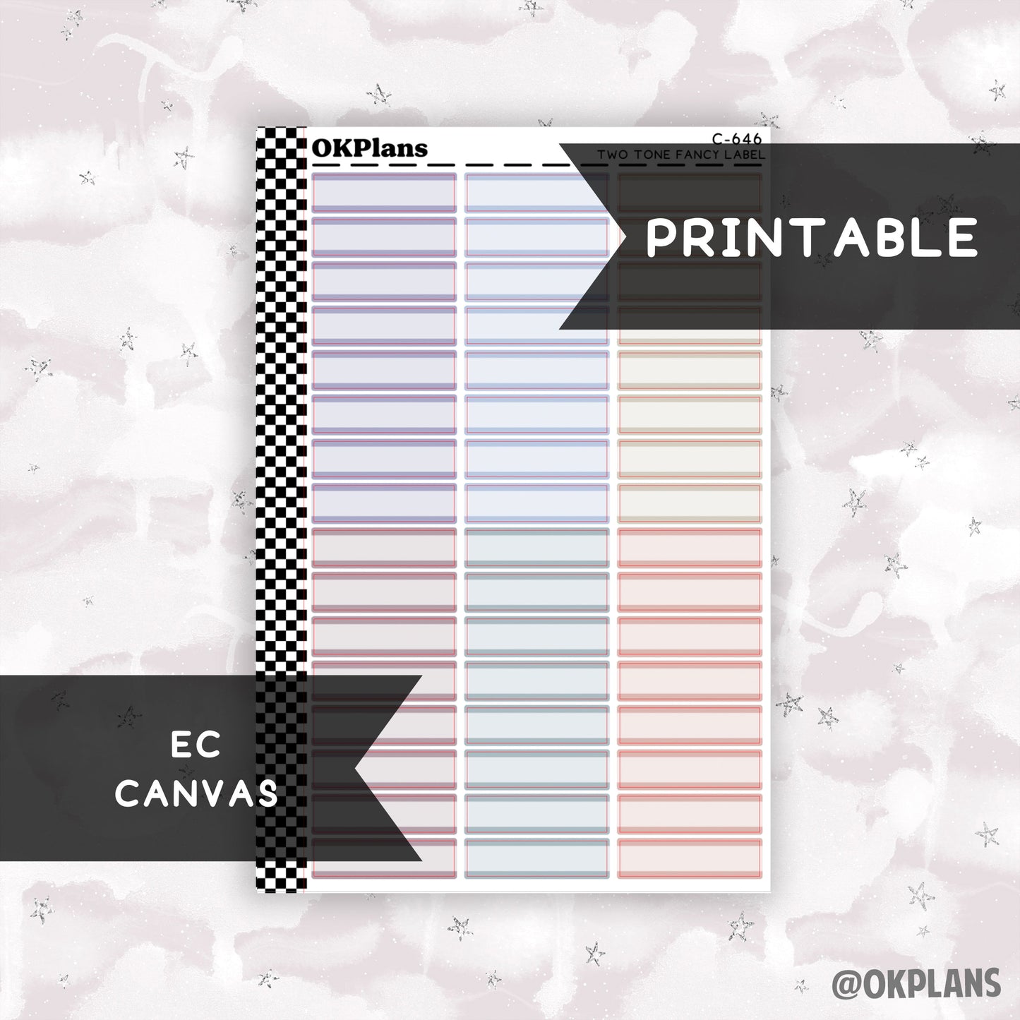 Two Tone Fancy Label // EC Canvas // Printable // C-646 // Multicolor Functional