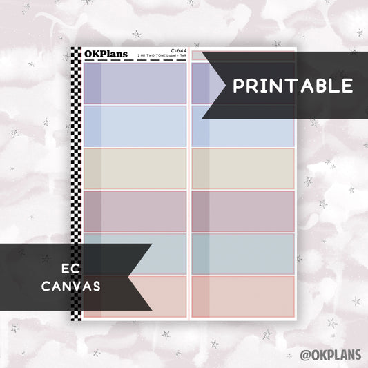 2 HR Two Tone Daily Label // EC Canvas // Printable // C-644 // EC 7x9 Daily Duo // Multicolor Functional