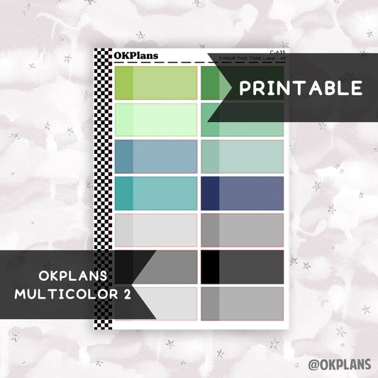 2 HR Two Tone Daily Label // Multicolor 2 // Printable // C-635 // EC A5 Daily Duo // Multicolor Functional