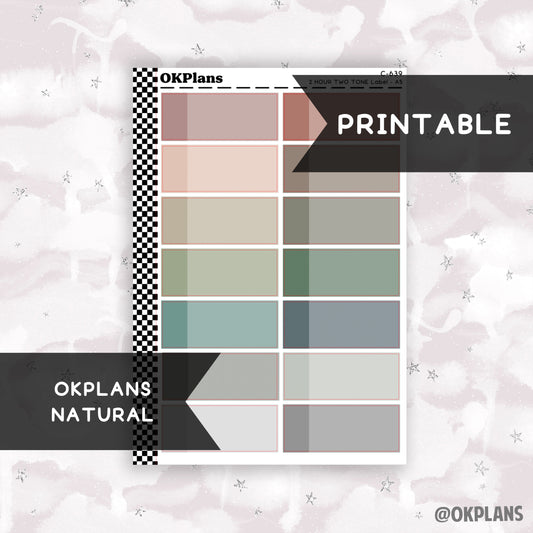 2 HR Two Tone Daily Label // Natural // Printable // C-639 // EC A5 Daily Duo // Multicolor Functional