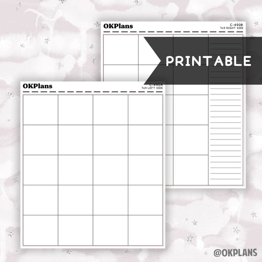7x9 Create Your Own Monthly // Printable // C-490 // Functional