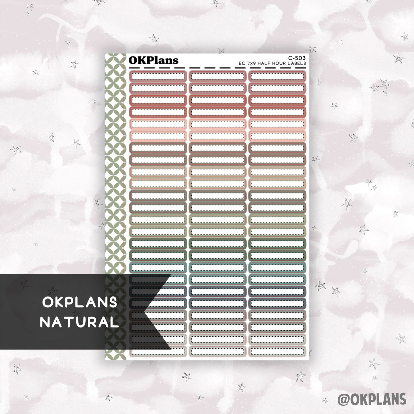 Half Hour 7x9 EC Dash Labels // Natural // C-498 // Multicolor Functional