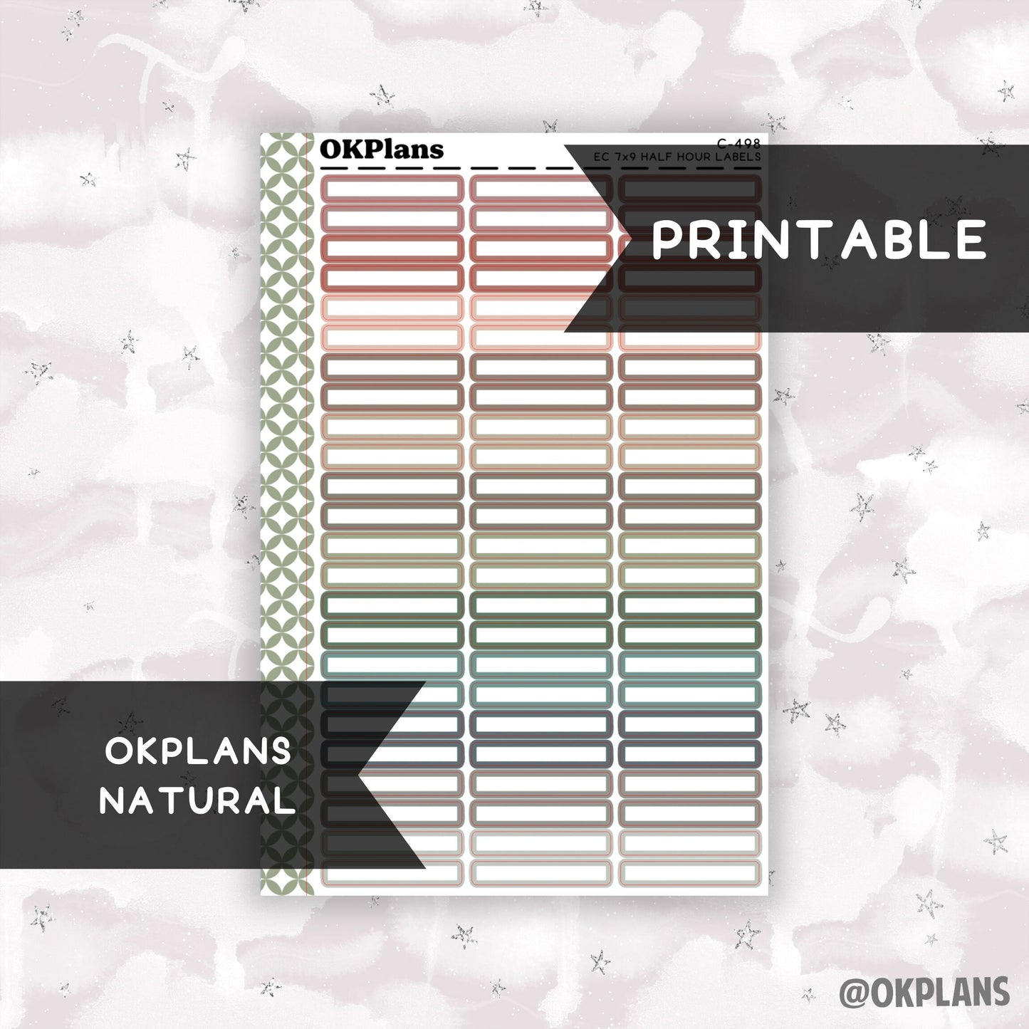 Half Hour 7x9 EC Labels // Natural // Printable // C-498 // Multicolor Functional