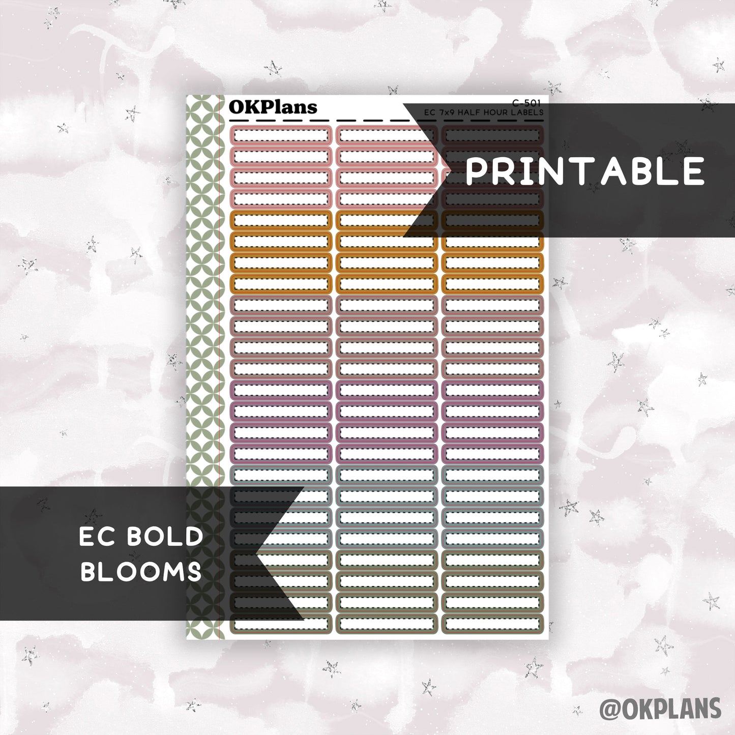 Half Hour 7x9 EC Dash Labels // EC Bold Blooms // Printable // C-501 // Multicolor Functional