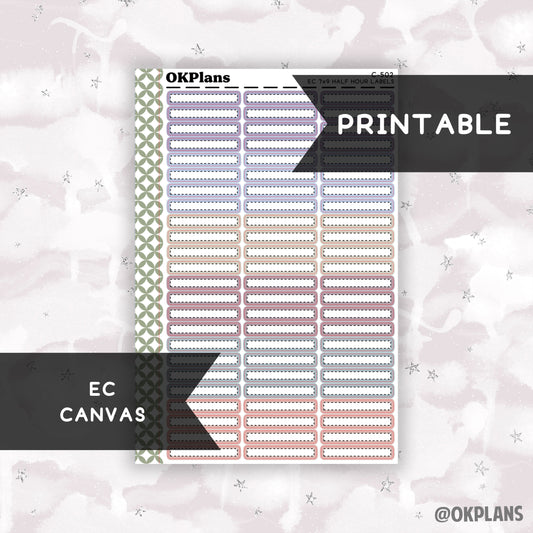 Half Hour 7x9 EC Dash Labels // EC Canvas // Printable // C-502 // Multicolor Functional