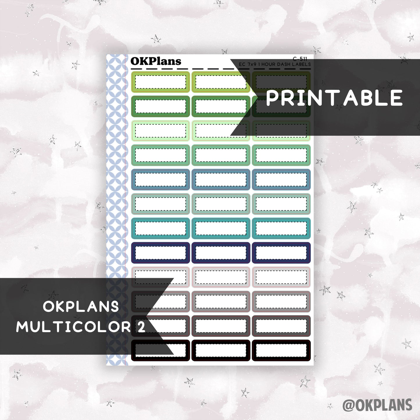 1 HR 7x9 EC Dash Labels // Multicolor 2 // Printable // C-511 // Multicolor Functional