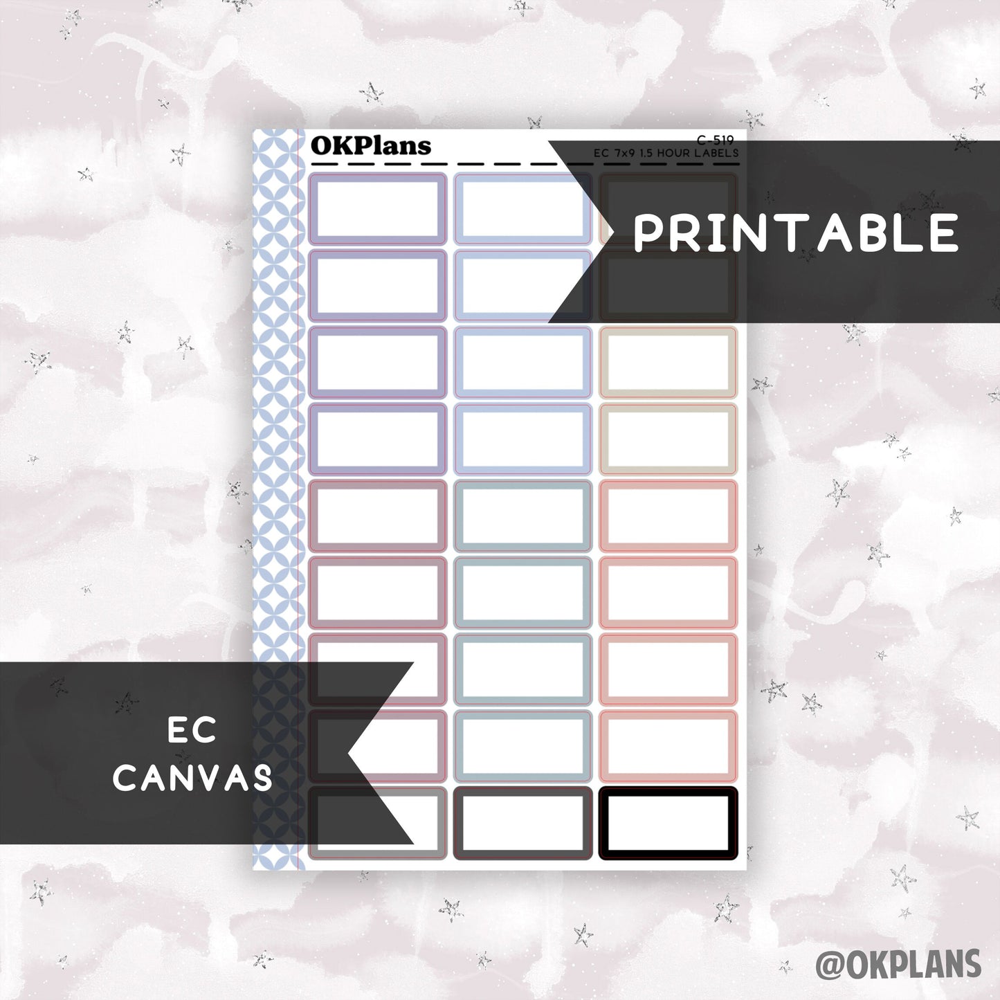 1.5 HR 7x9 EC Labels // EC Canvas // Printable // C-519 // Multicolor Functional