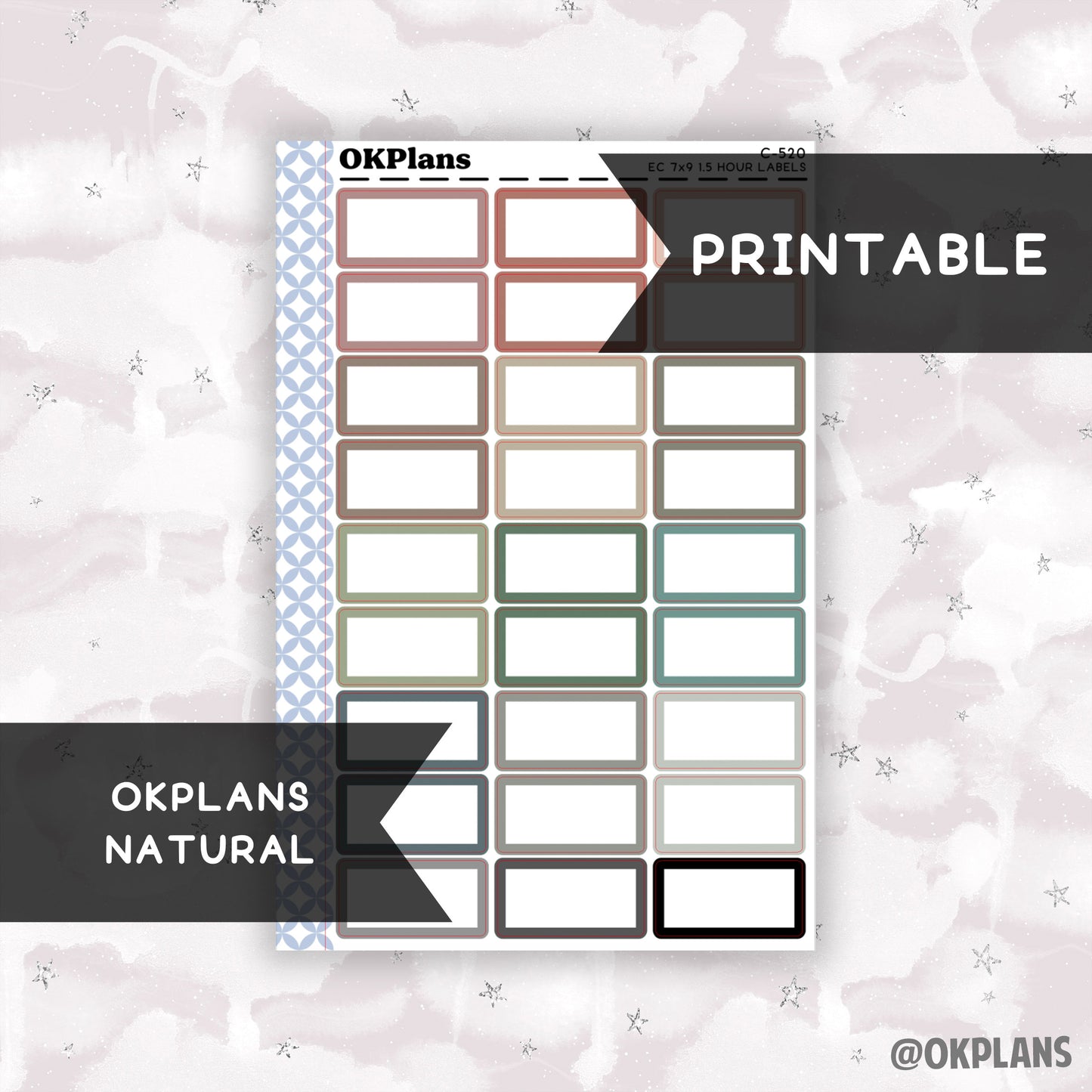 1.5 HR 7x9 EC Labels // Natural // Printable // C-520 // Multicolor Functional