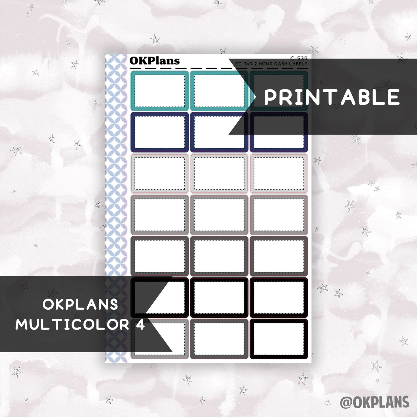 2 HR 7x9 EC Dash Labels // Multicolor 4 // Printable // C-539 // Multicolor Functional