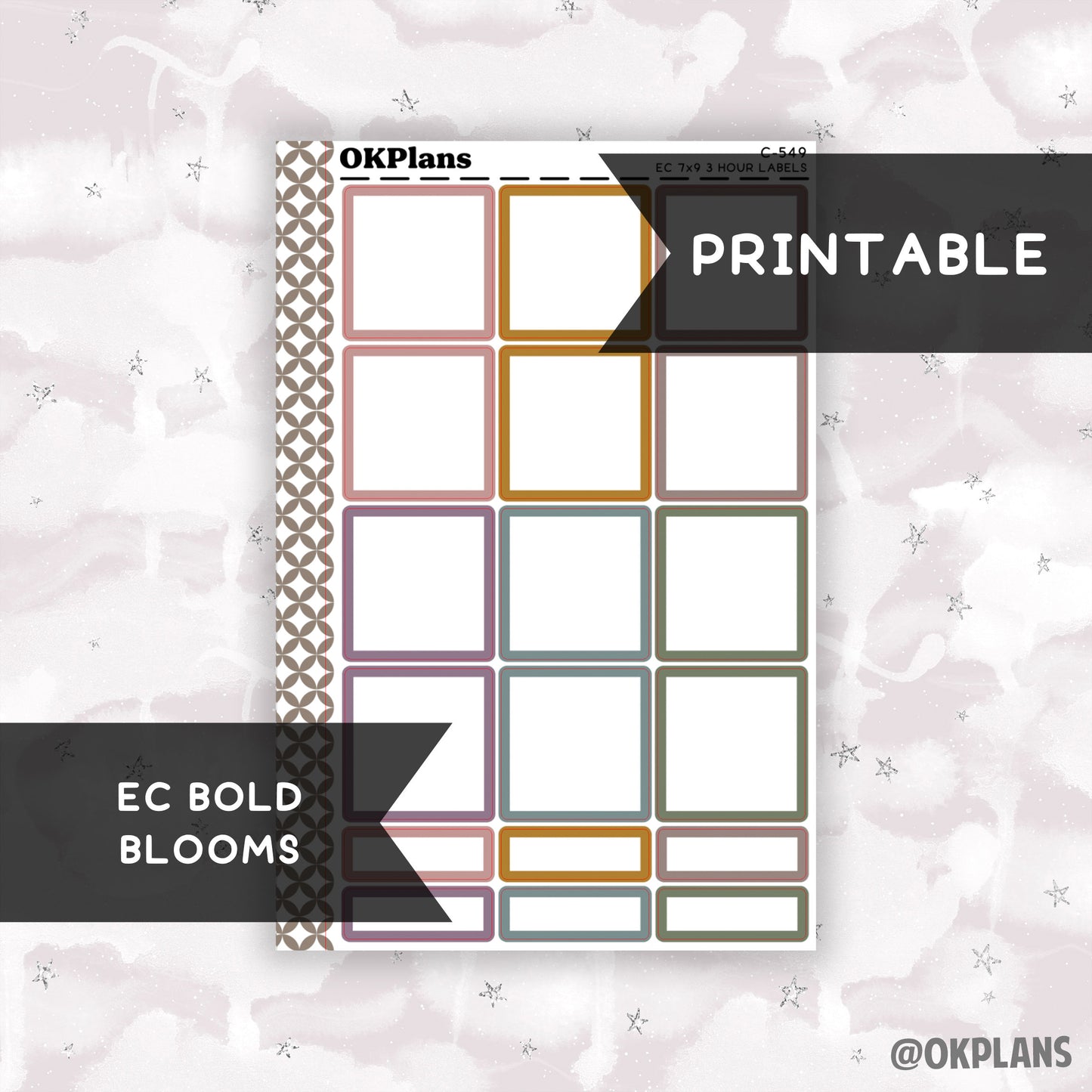 3 HR 7x9 EC Labels // EC Bold Blooms // Printable // C-549 // Multicolor Functional