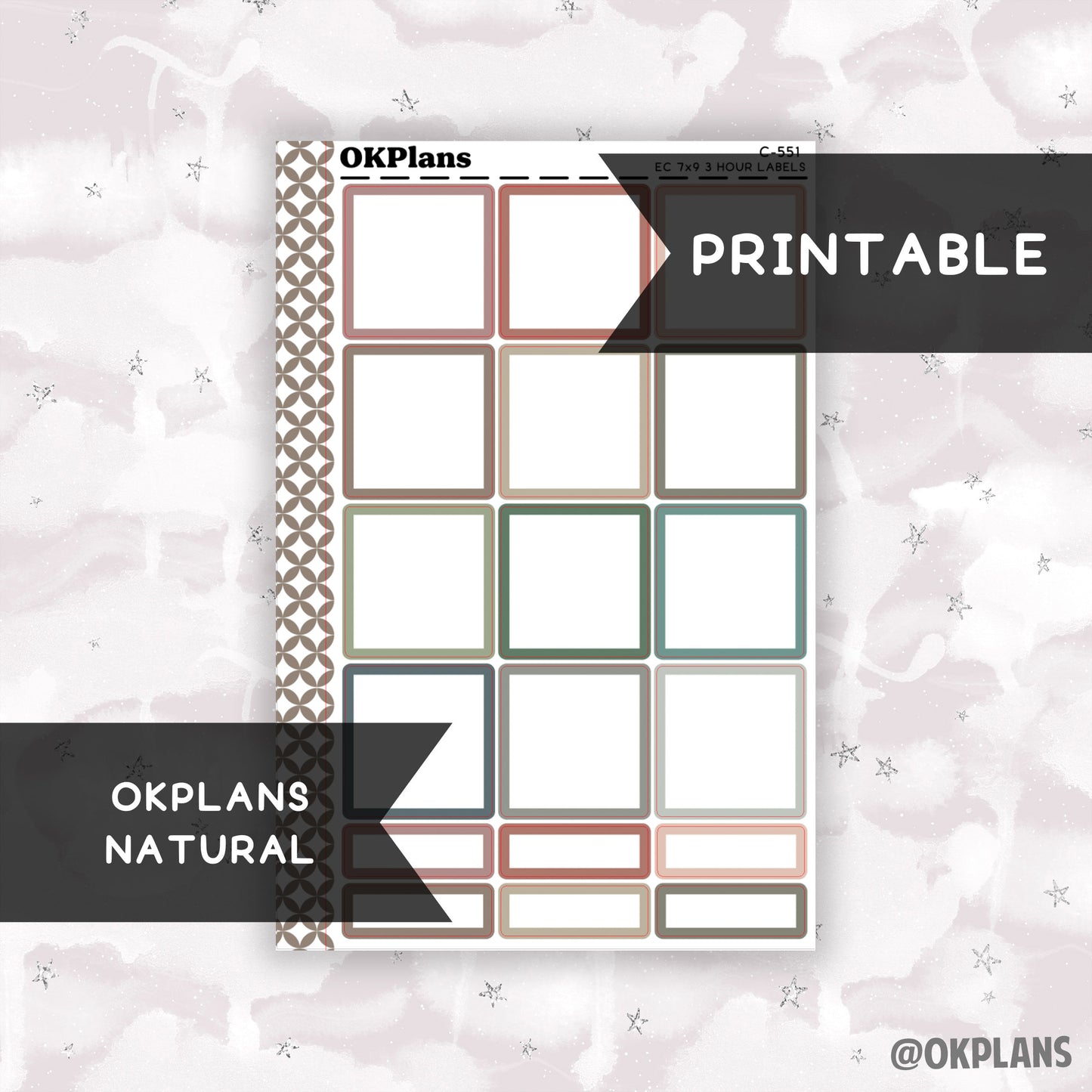 3 HR 7x9 EC Labels // Natural // Printable // C-551 // Multicolor Functional