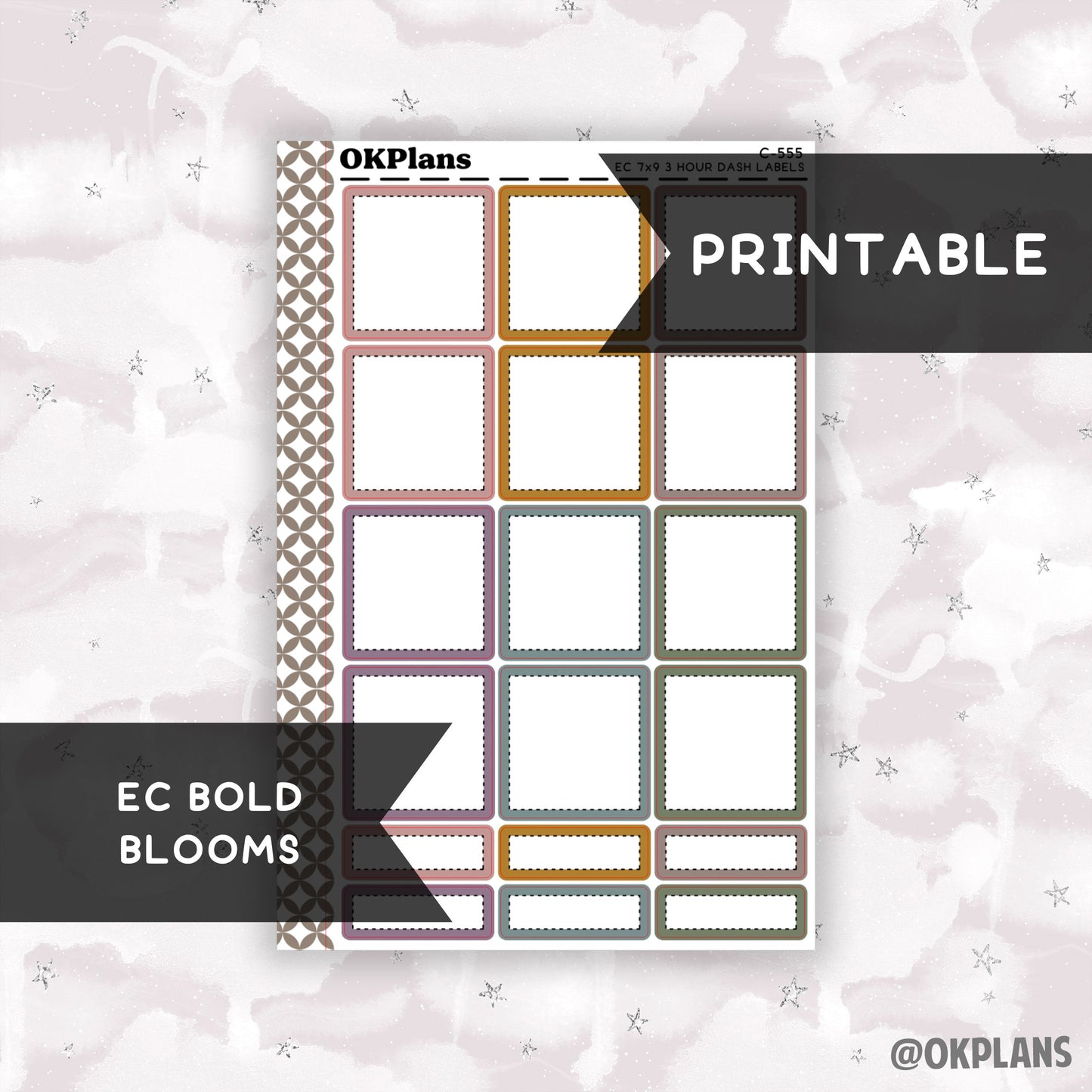 3 HR 7x9 EC Dash Labels // EC Bold Blooms // Printable // C-555 // Multicolor Functional