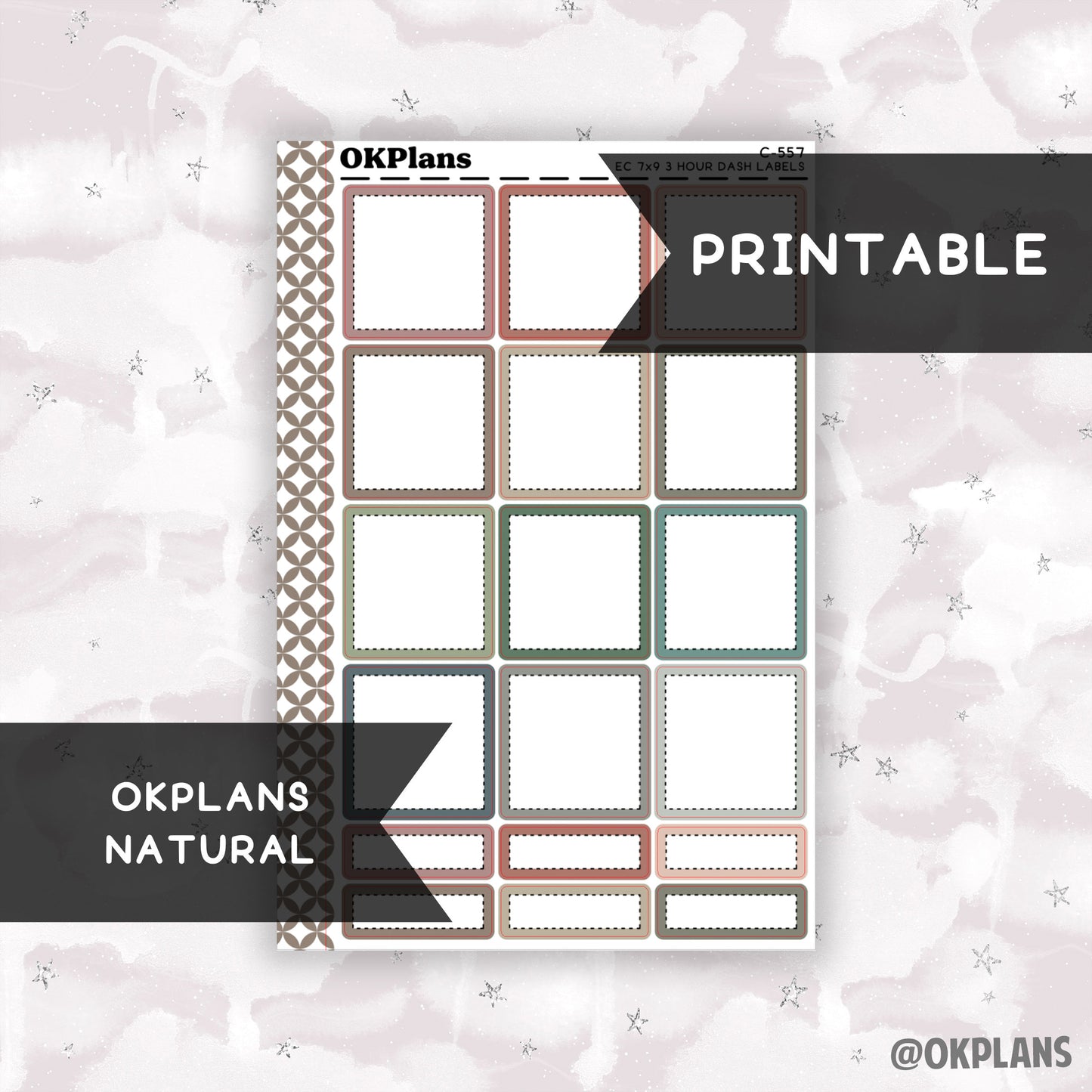 3 HR 7x9 EC Dash Labels // Natural // Printable // C-557 // Multicolor Functional