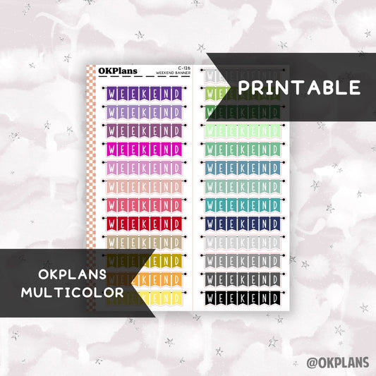 Weekend Banner // Multicolor // Printable // C-126 // Multicolor Functional