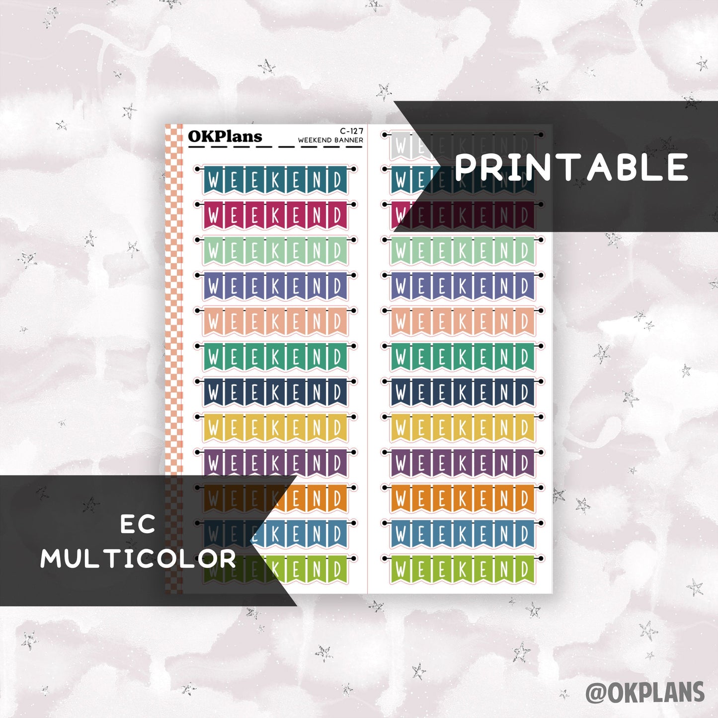 Weekend Banner // EC Multicolor // Printable // C-127 // Multicolor Functional