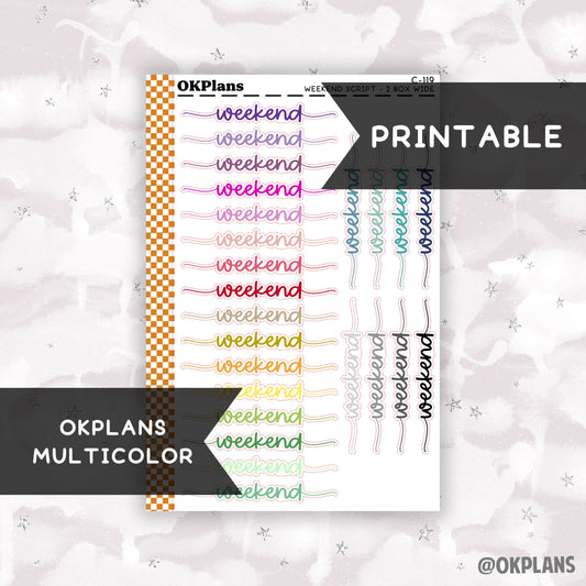 Weekend Script // Printable // Multicolor // C-119 // Multicolor Functional