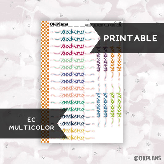 Weekend Script // Printable // EC Multicolor // C-124 // Multicolor Functional