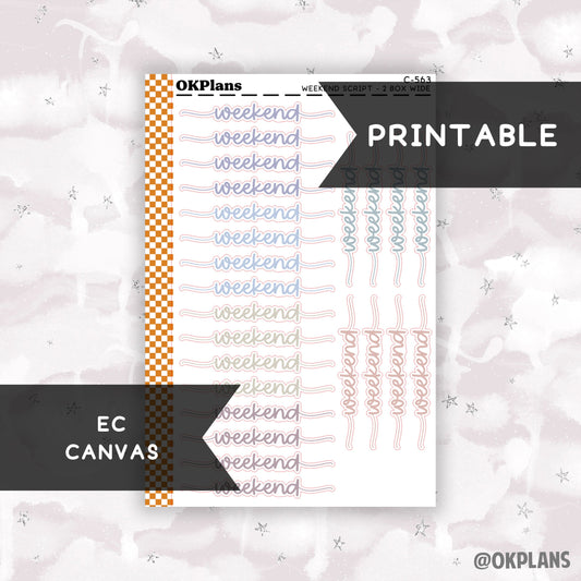 Weekend Script // Printable // EC Canvas // C-563 // Multicolor Functional