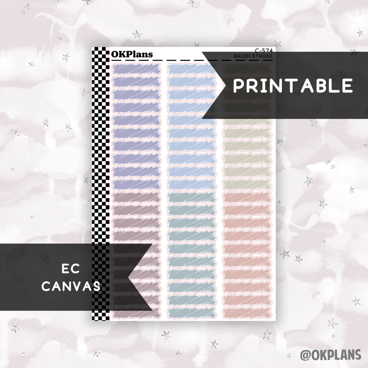 Brush Stroke //EC Canvas // Printable // C-574 // Multicolor Functional