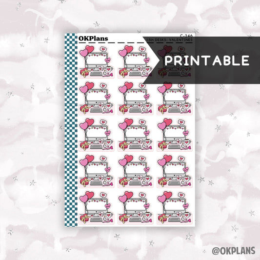 Valentine's Desk // Printable // C-246 // Functional Doodle