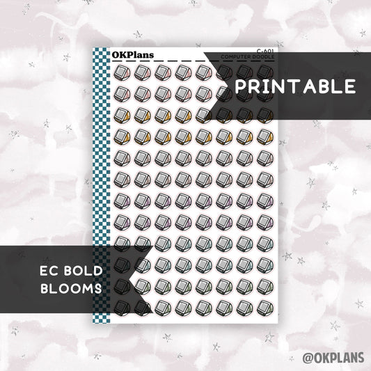 Computer // EC Bold Blooms // Printable // C-601 // Functional Doodle