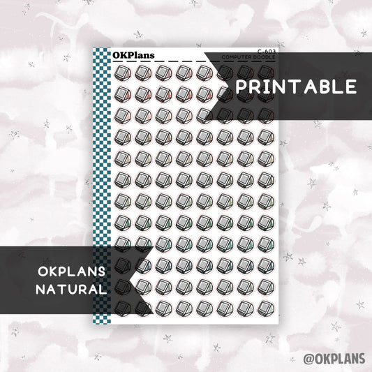 Computer // Natural // Printable // C-603 // Functional Doodle