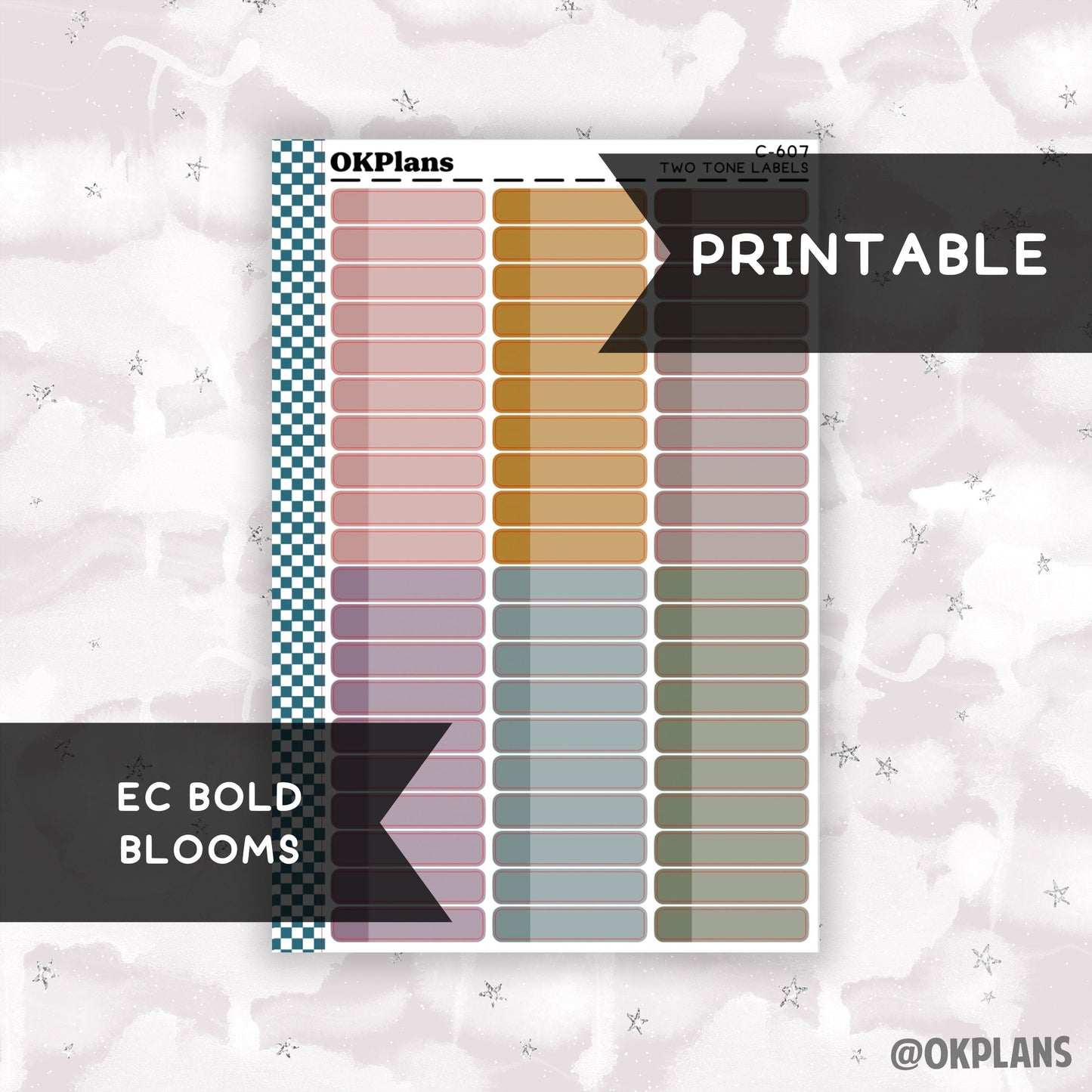 Two Tone Label // EC Bold Blooms // Printable // C-607 // Multicolor Functional