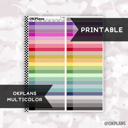 Half HR Two Tone Daily Label // Multicolor // Printable // C-183 // EC 7x9 Daily Duo // Multicolor Functional