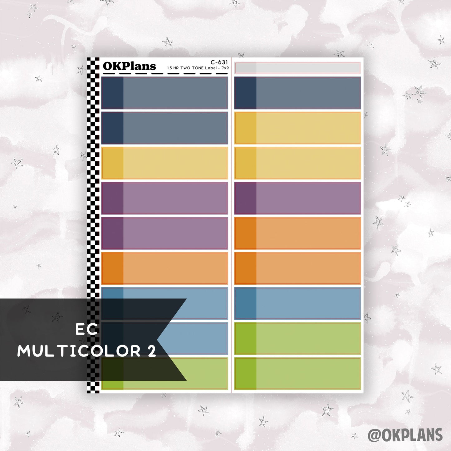 1.5 HR Two Tone Daily Label // EC Multicolor 2 // C-631 // EC 7x9 Daily Duo // Multicolor Functional