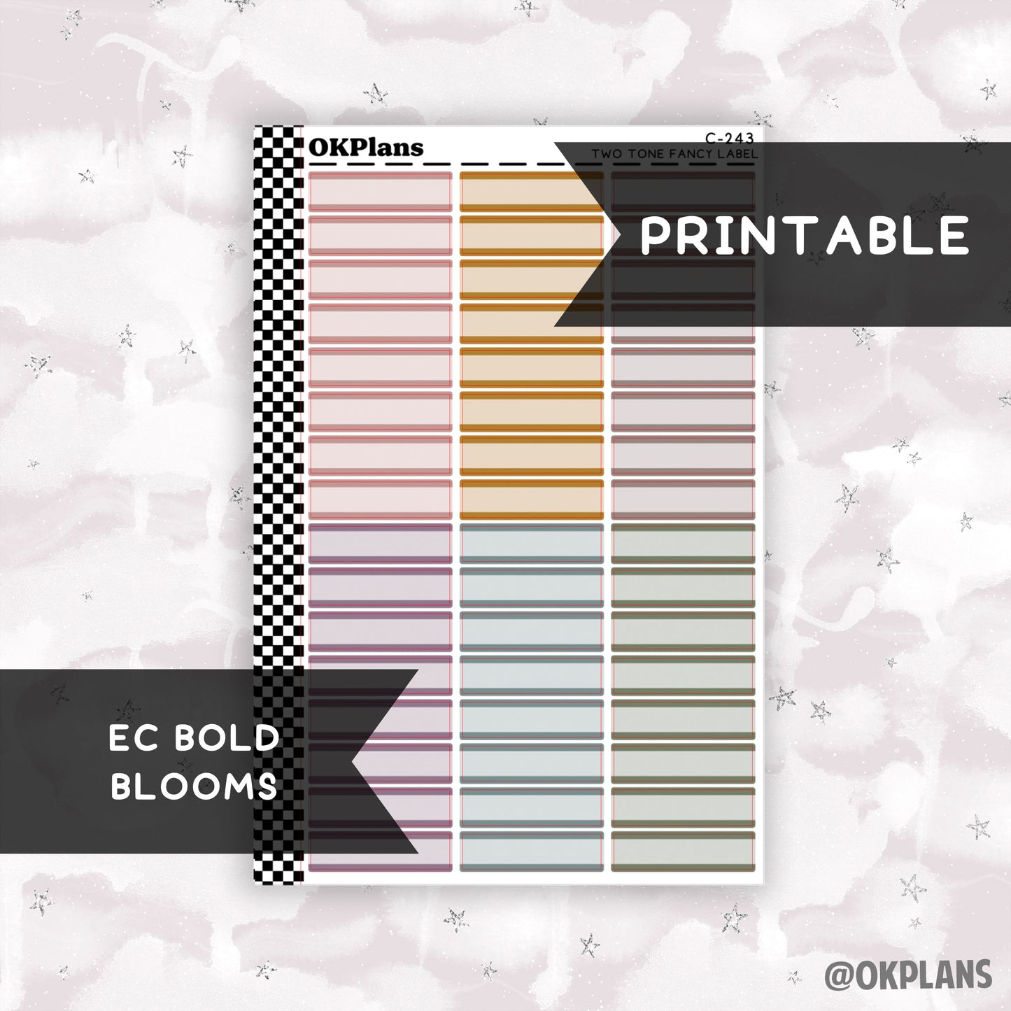 Two Tone Fancy Label // EC Bold Blooms // Printable // C-243 // Multicolor Functional