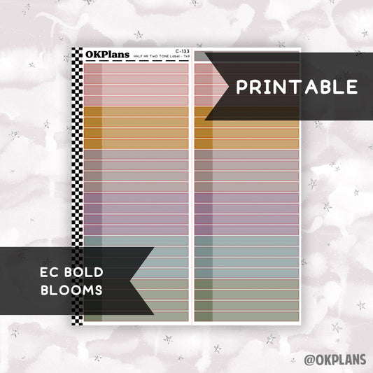 Half HR Two Tone Daily Label // EC Bold Blooms // Printable // C-133 // EC 7x9 Daily Duo // Multicolor Functional