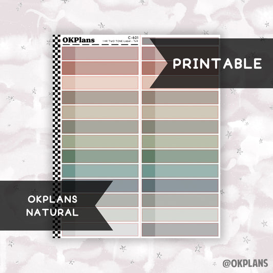 1 HR Two Tone Daily Label // Natural // Printable // C-621 // EC 7x9 Daily Duo // Multicolor Functional