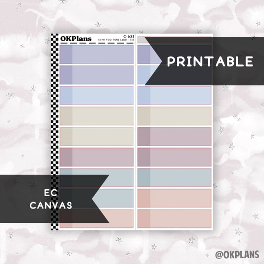 1.5 HR Two Tone Daily Label // EC Canvas // Printable // C-633 // EC 7x9 Daily Duo // Multicolor Functional