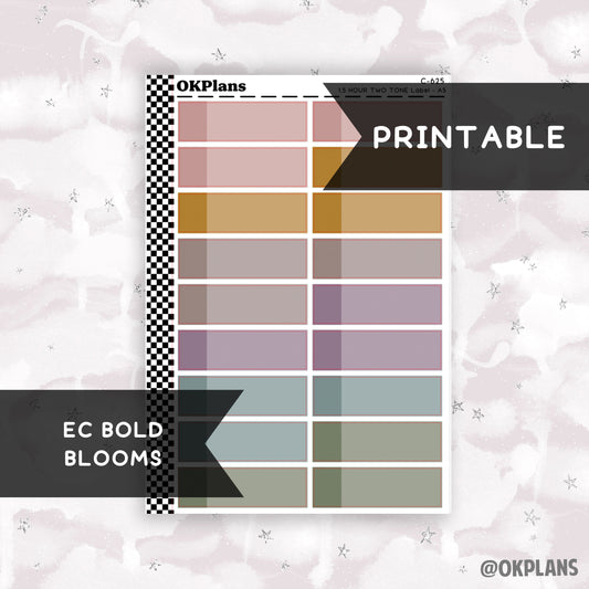 1.5 HR Two Tone Daily Label // EC Bold Blooms // Printable // C-625 // EC A5 Daily Duo // Multicolor Functional