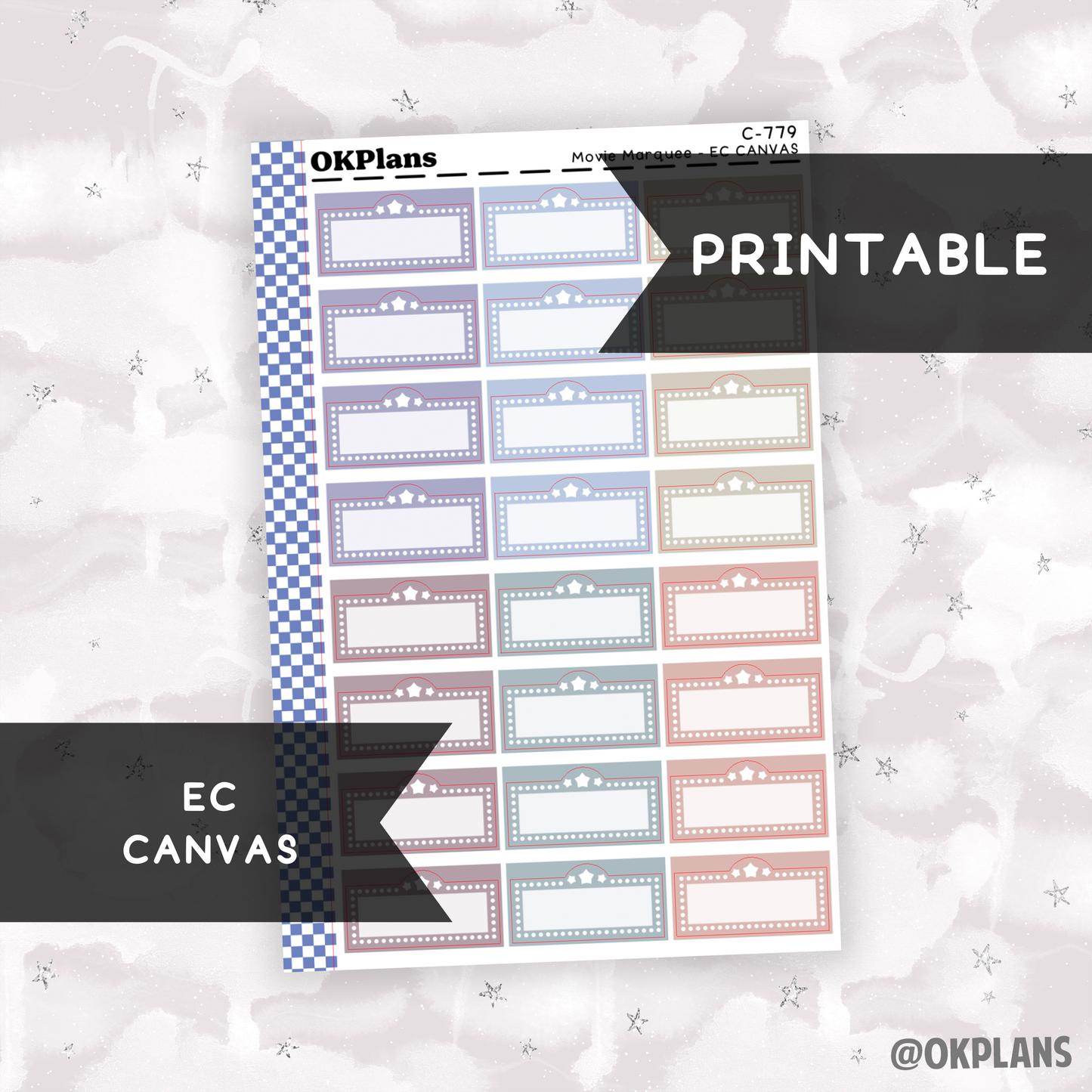 Movie Marquee // Printable // EC Canvas // C-779 // Multicolor Functional