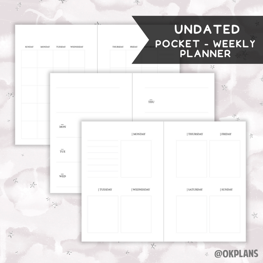 *UNDATED* Pocket Weekly Planner - Pick Weekly Option