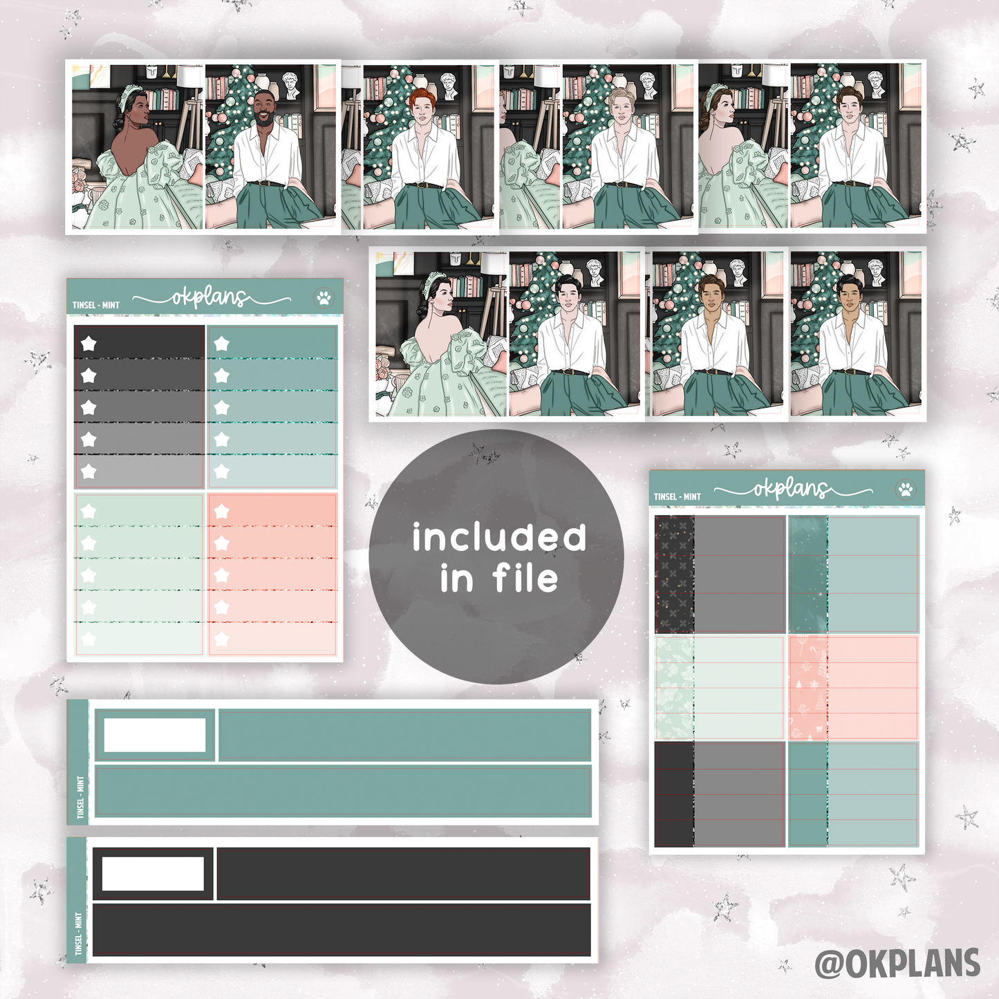 Tinsel (Mint) // Printable // Weekly Kit