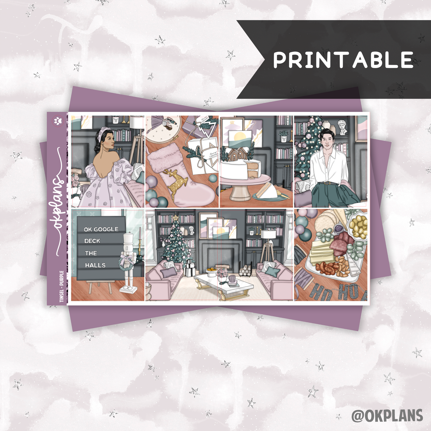 Tinsel (Purple) // Printable // Weekly Kit