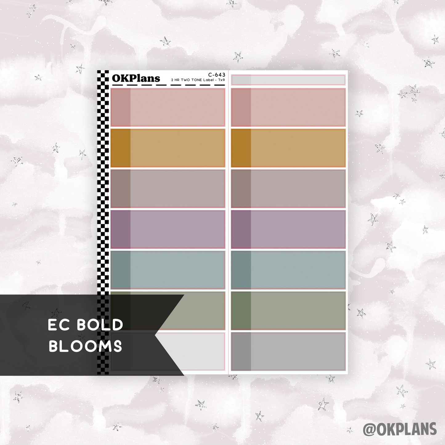 2 HR Two Tone Daily Label // EC Bold Blooms // Printable // C-643 // EC 7x9 Daily Duo // Multicolor Functional