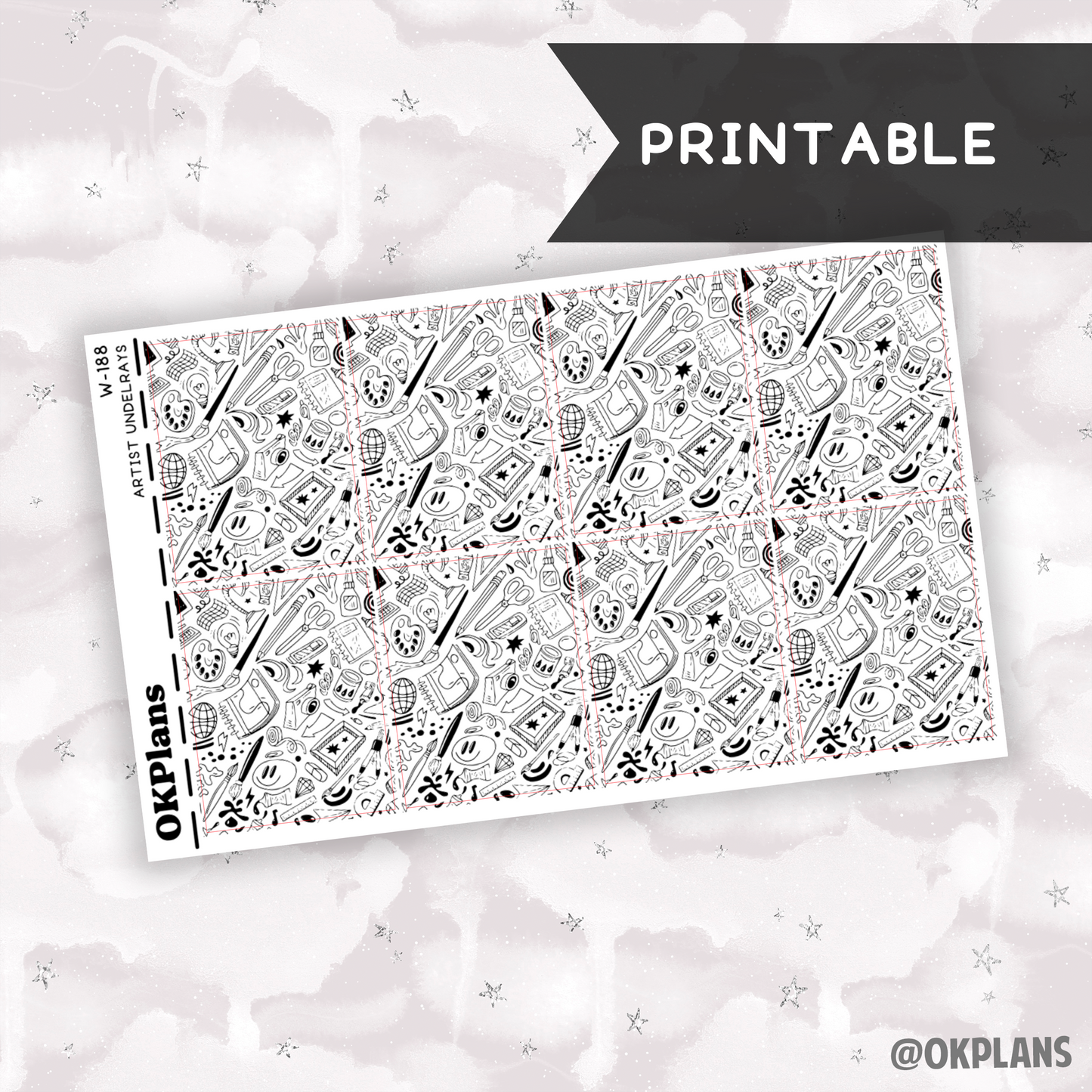 Artist Underlays // Printable // W-188 // Foiled