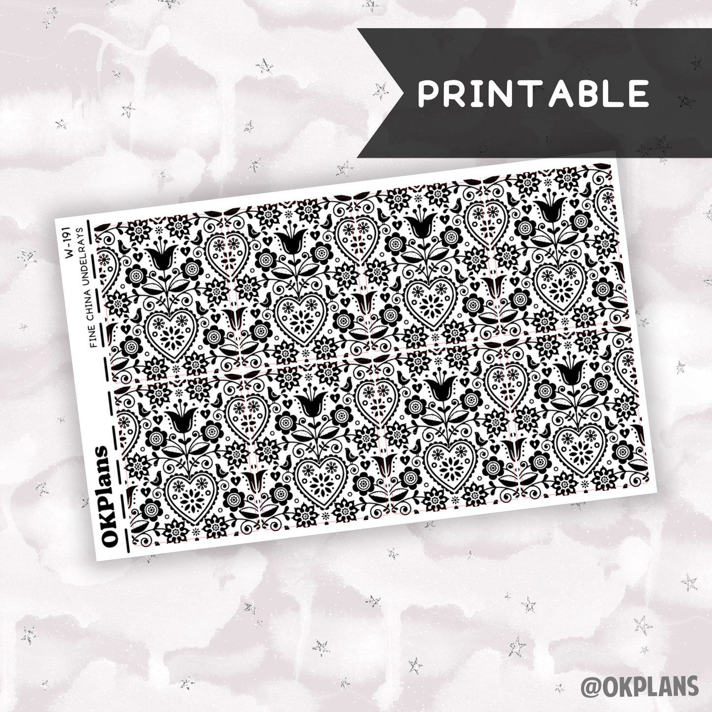 Fine China Underlays // Printable // W-191 // Foiled