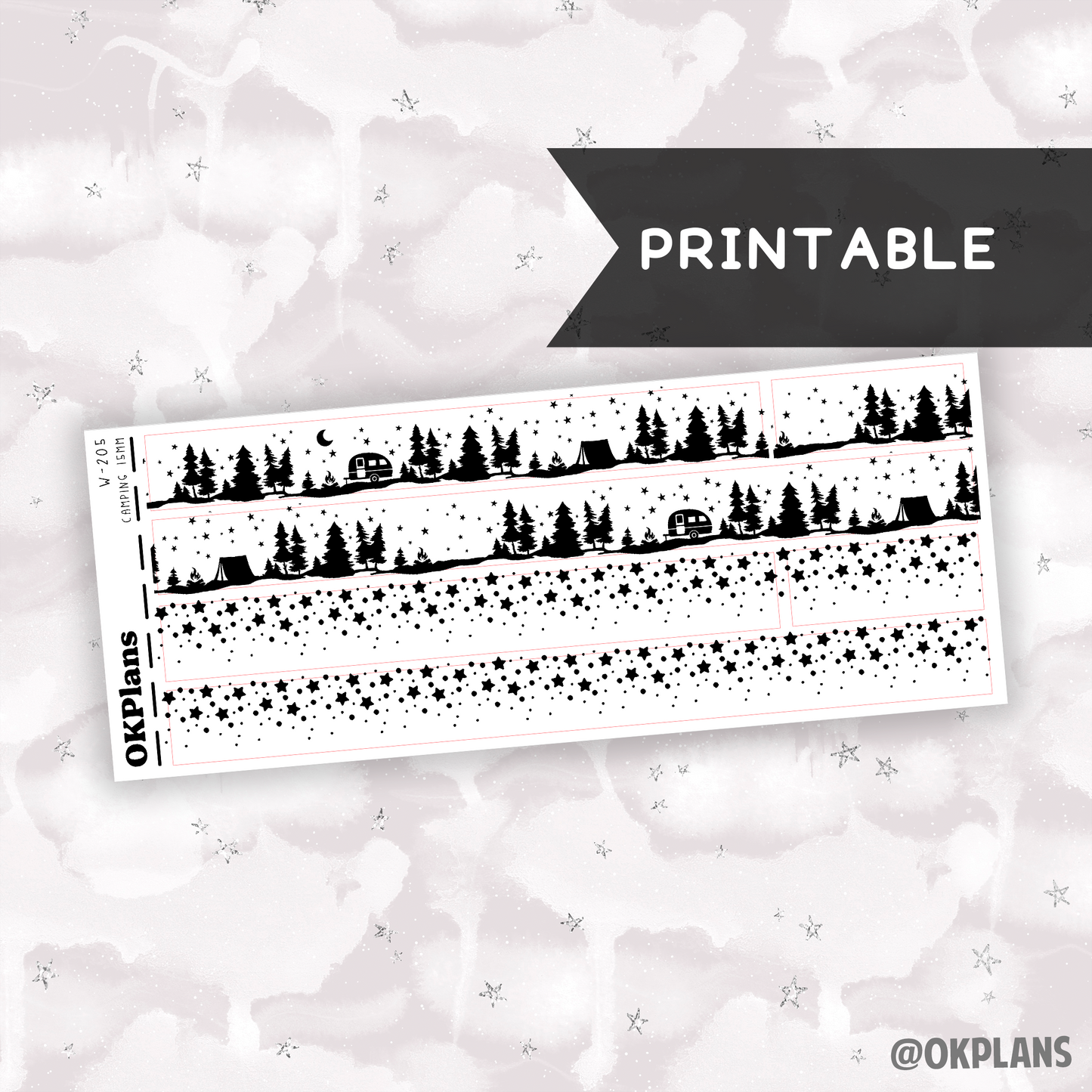 Camping // Printable // W-205 // 15mm Washi // Foiled