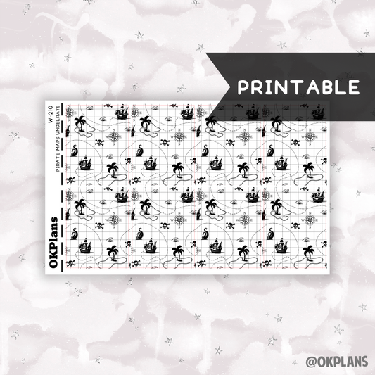 Pirate Maps Underlays // Printable // W-210 // Foiled