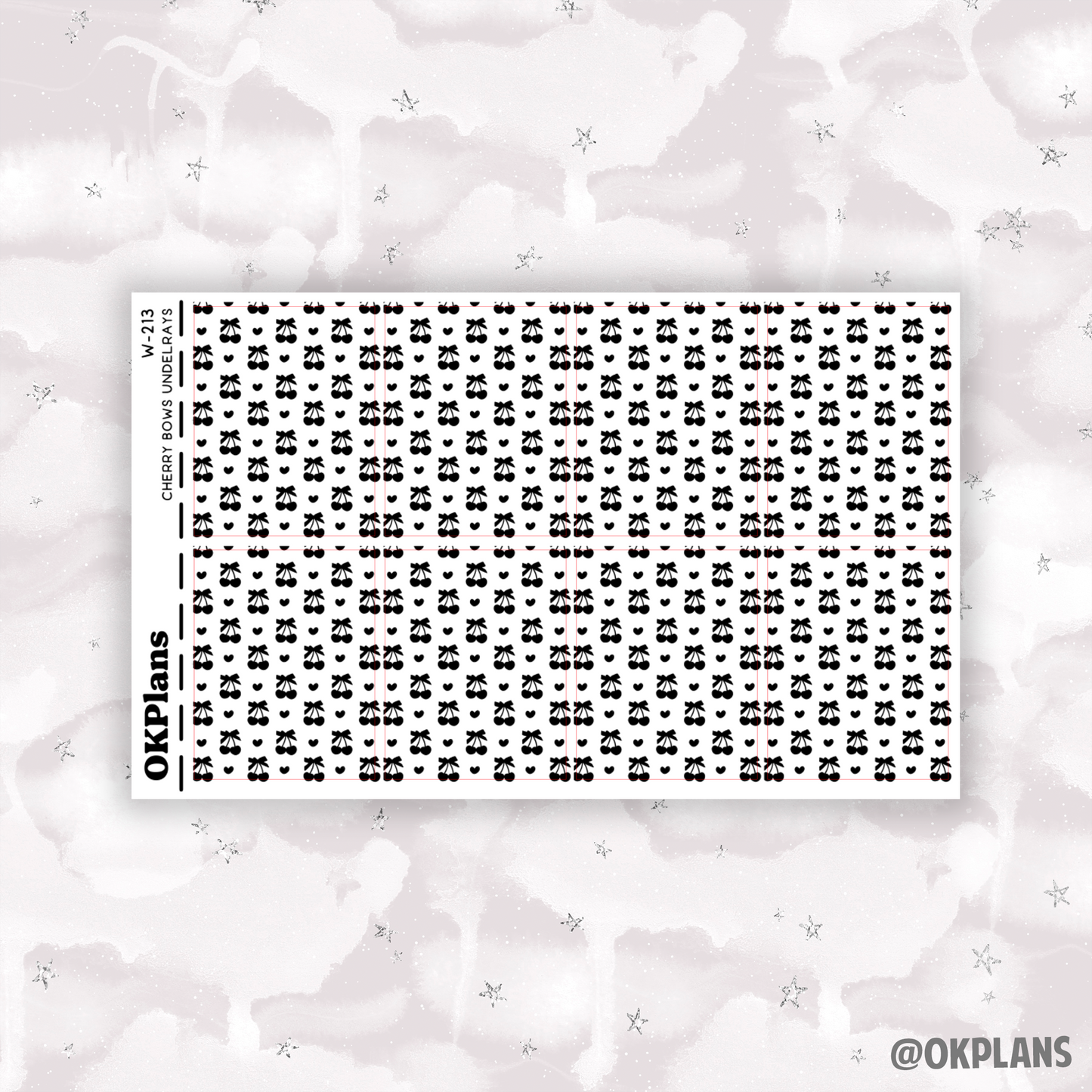 Cherry Bows Underlays // Printable // W-213 // Foiled