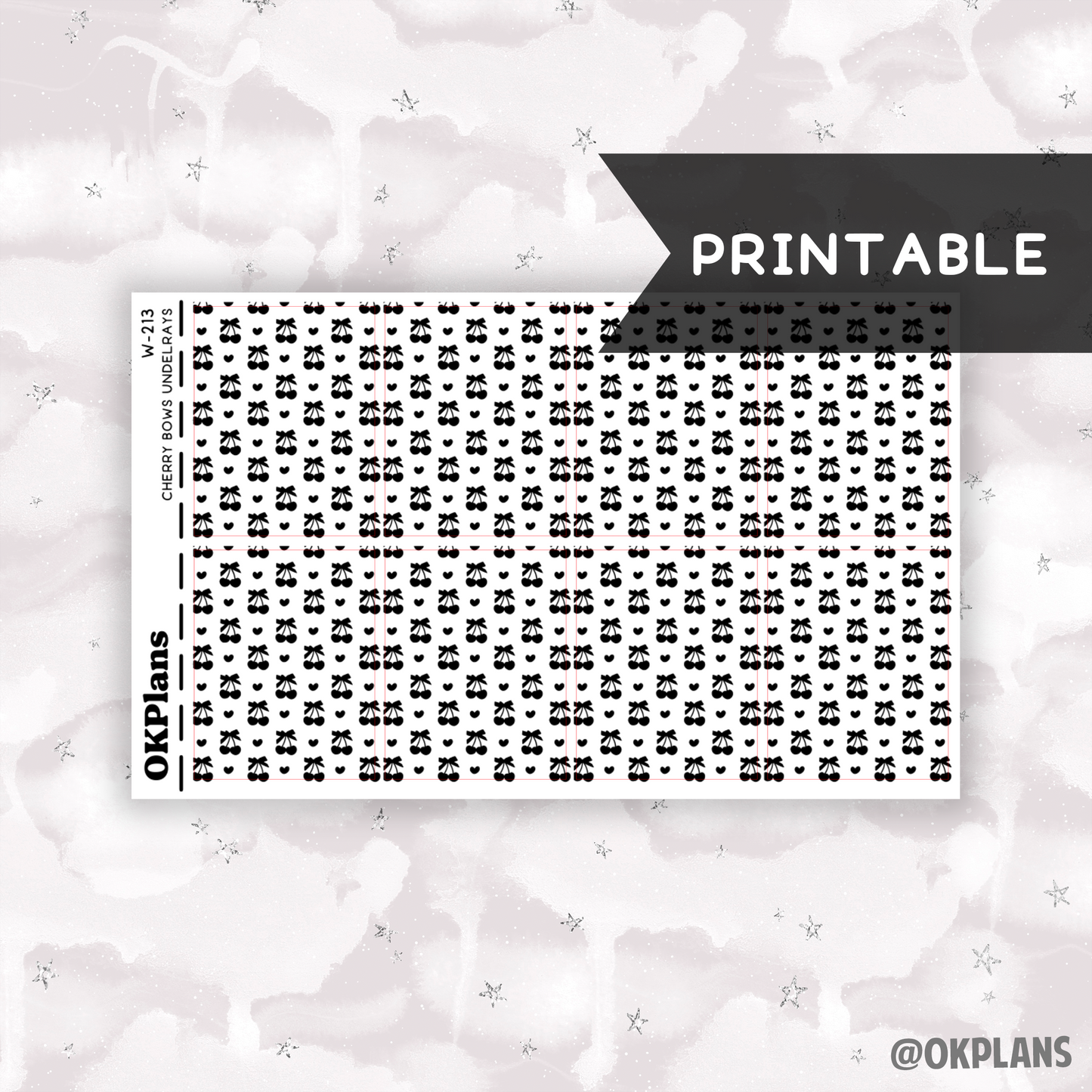 Cherry Bows Underlays // Printable // W-213 // Foiled