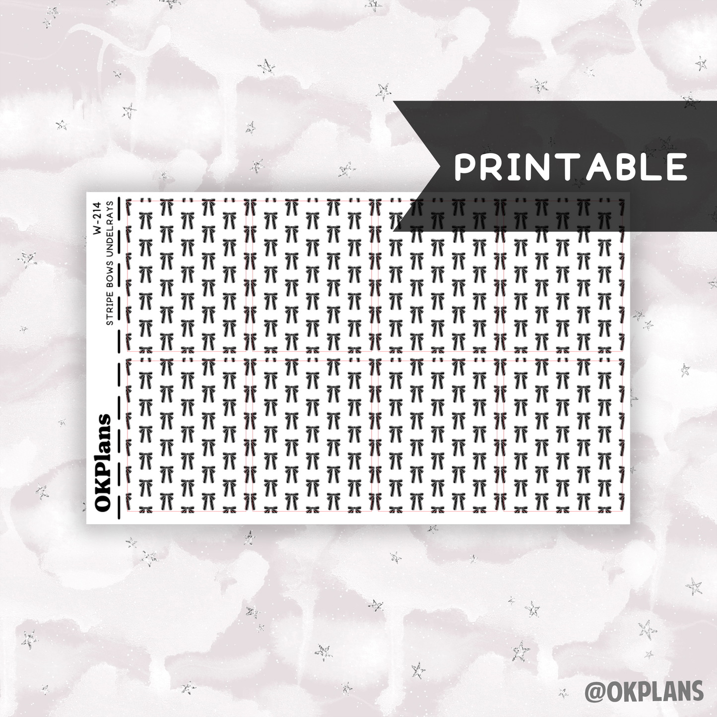 Stripe Bows Underlays // Printable // W-214 // Foiled
