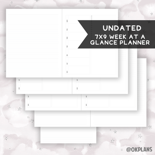 *UNDATED* 7x9 Week at a Glance Planner - Pick Monthly Option