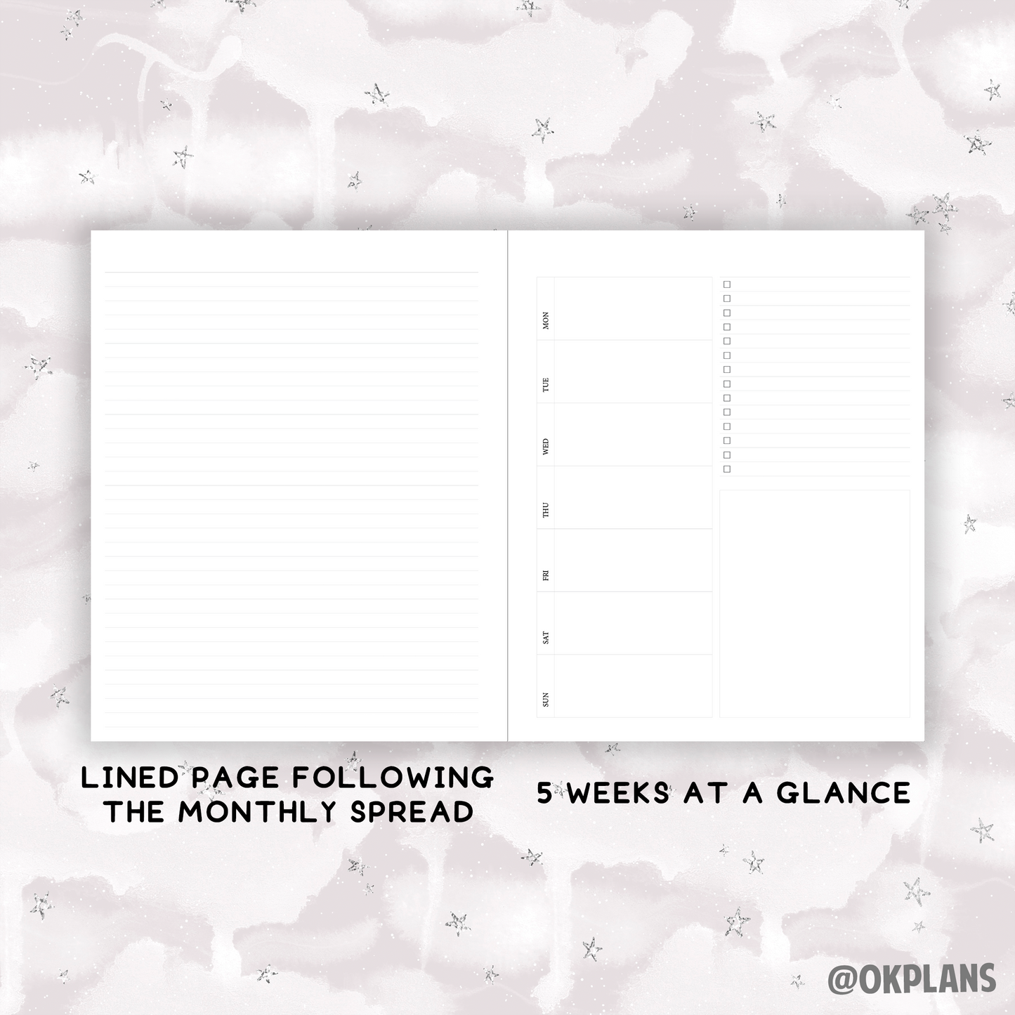 *UNDATED* 7x9 Week at a Glance Planner - Pick Monthly Option