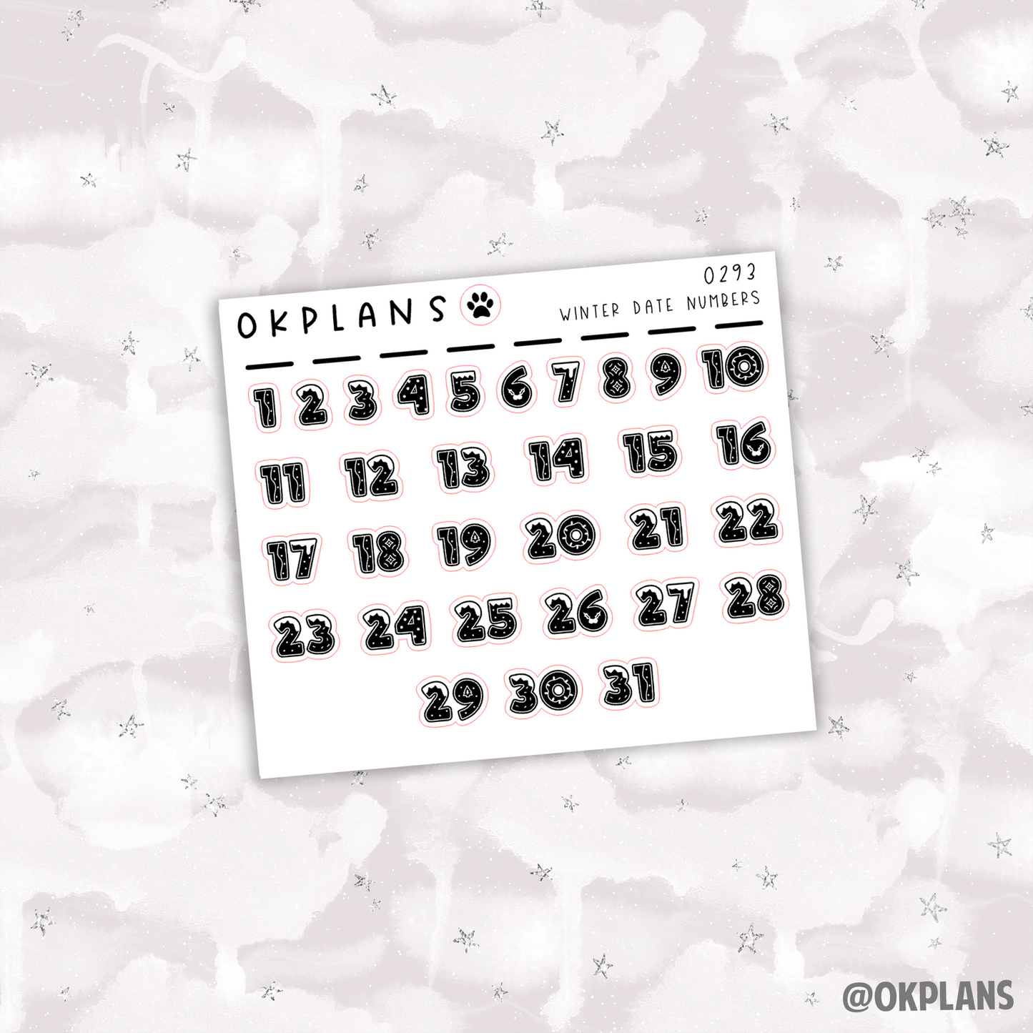 Winter Date Numbers // 0293 // Foiled Functional