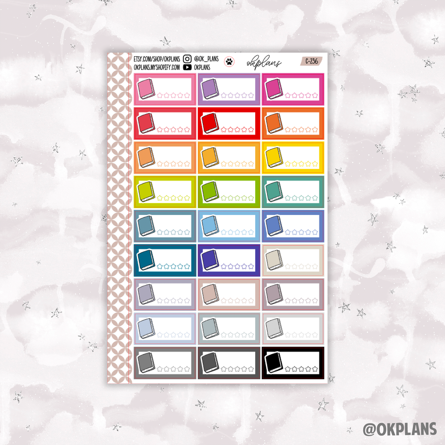 5 - Star Book Review Label // Multicolor Functional